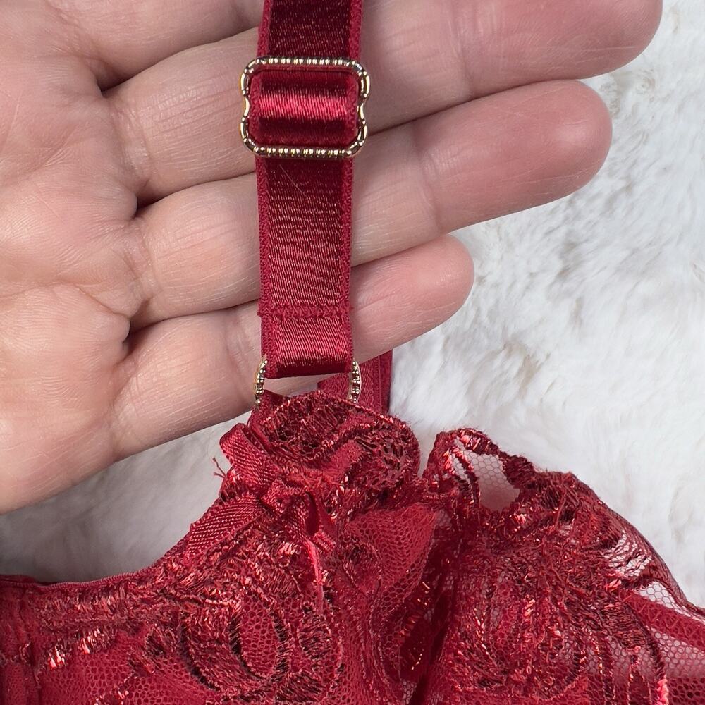 Victoria’s Secret Dream Angels Embroidered‎ Mesh Push-Up Bra Red Size 34B NWT - Picture 5 of 10